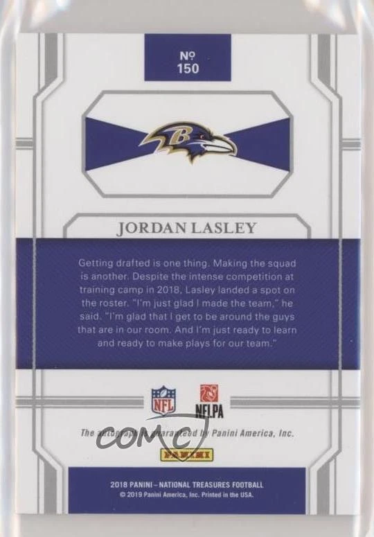 2018 Panini National Treasures Signatures /75 Jordan Lasley #150 Rookie Auto RC - Image 2 of 2