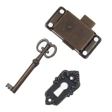 Antique Red Cabinet Lock with Key Cupboard Decorative Spring Door Box Latch