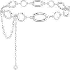 Gold Silver Waist Chain Belt for Women,Fashion Metal Adjustable Chain Belts for