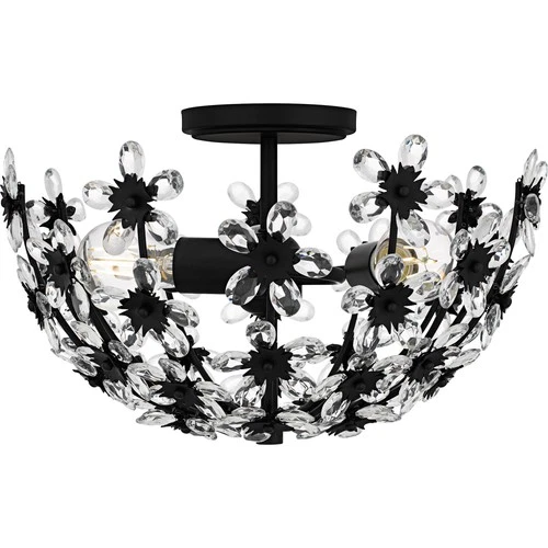 Quoizel QSF6783 Rosemary 3 Light 16"W Semi-Flush Bowl Ceiling - Black - Picture 11 of 12