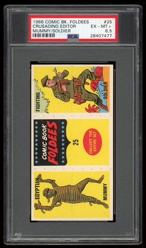 1966 Topps Comic Book Foldees #25 Crusading Editor / Mummy / Soldier PSA 6.5