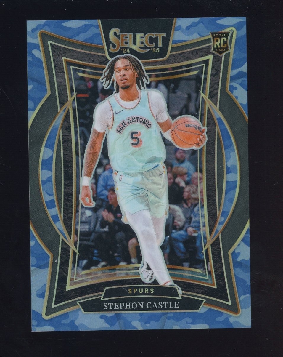 2024-25 Select Blue Camo Prizm #72 Stephon Castle Spurs RC Rookie 60/99