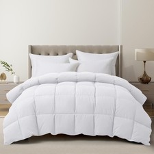 Twin Luxury Goose Feather Down Comforter 300TC Cotton All Season White