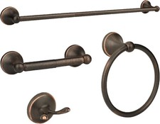 Vintage Style 4-Piece Bathroom Accessory Set Oil Rubbed Bronze 24" Towel Bar