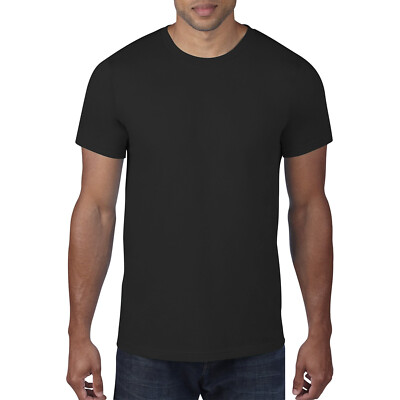 Anvil Black Mens Basic Blank Plain Crew Neck Classic Cotton Tee Top T-Shirt