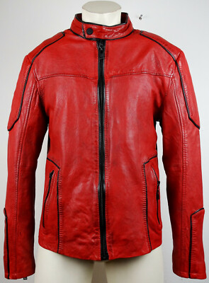 SUICIDE SQUAD DEADSHOT Leather Jacket Lederjacke Blouson Herren Red Gr.L NEU 
