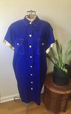 Vintage Adrianna Papell Royal Blue Silk Dress, L