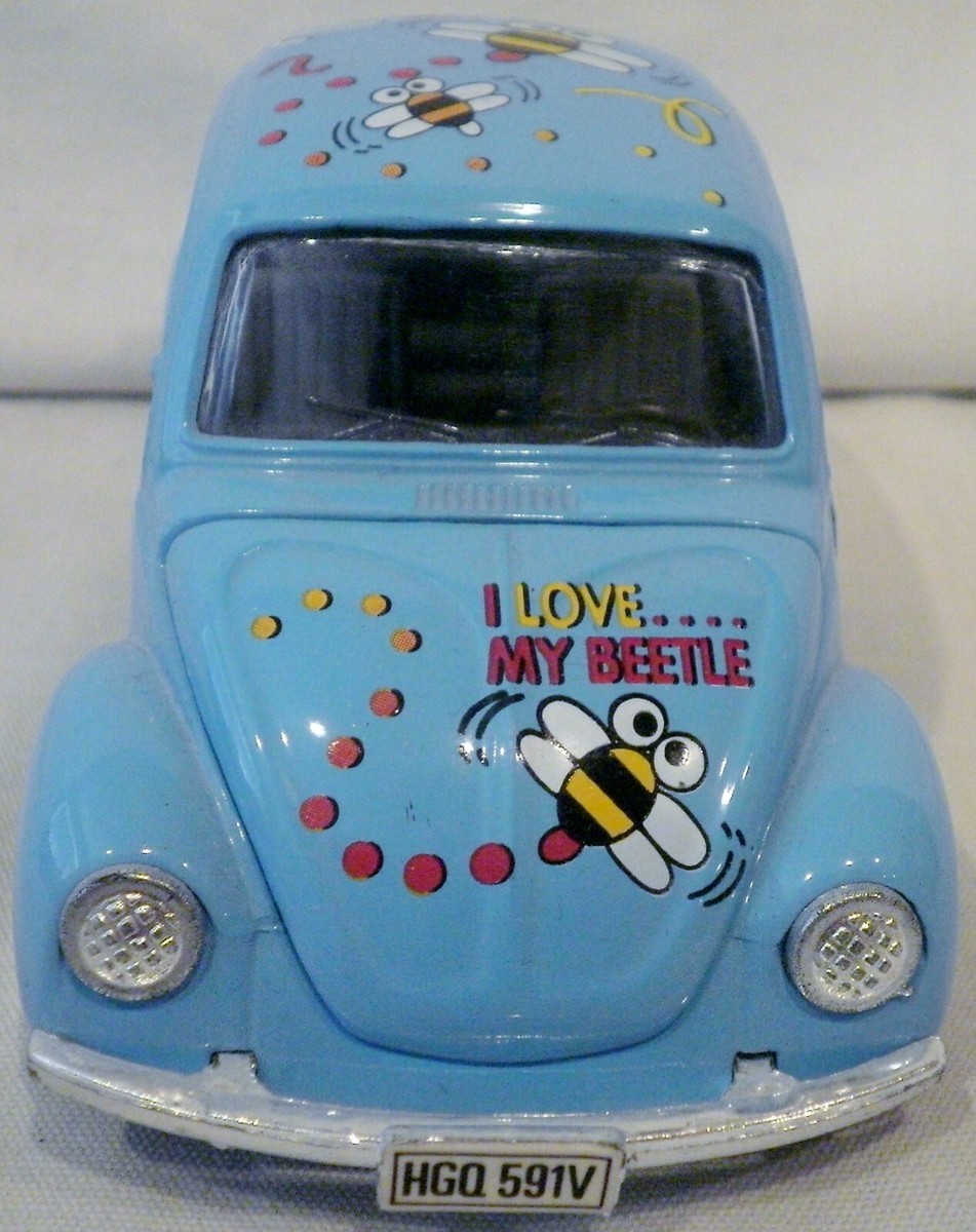Vintage Volkswagen I Love My Beetle Diecast Pullback Friction Car