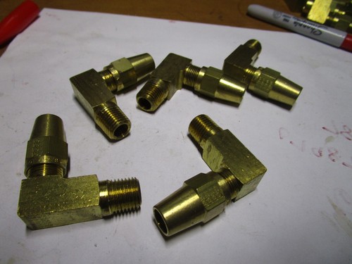 3/8"Tube x 1/4"MPT CA360 Brass 90° Copper Tubing DOT Male Elbow QTY 5