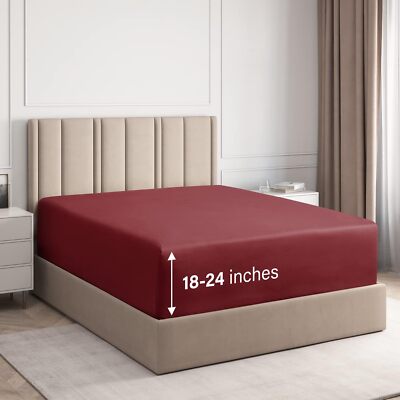 Extra Deep Microfiber Fitted Sheet Only, Fits 18''-24'' Mattress, by CGK Linens