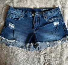Blank NYC Women  s Size 28 Jean Shorts The Fulton Roll Up Short Distressed Denim