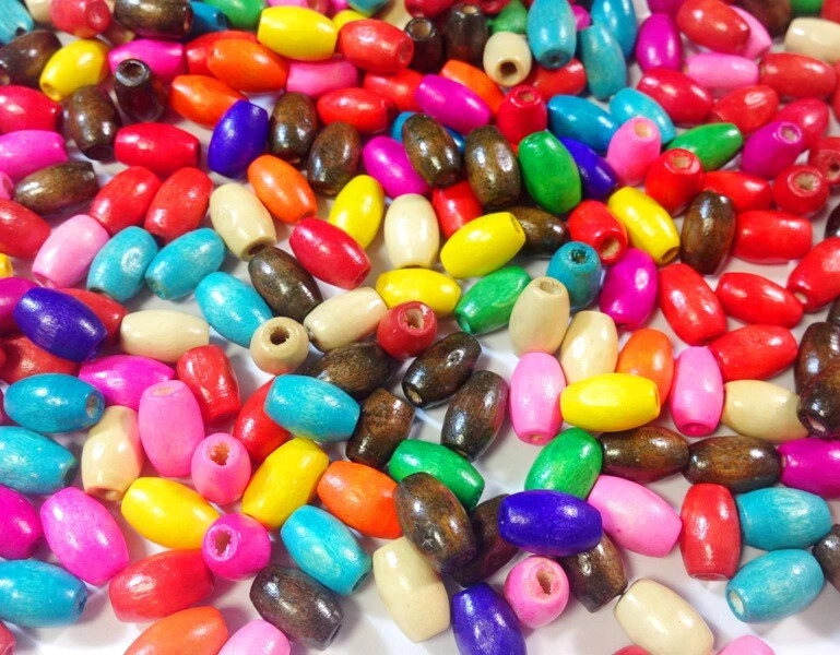 200 Holzperlen Oval 10 x 8 mm Bunt Natur Holz Schmuckdesign Hobby DIY H60 - Bild 3 von 3