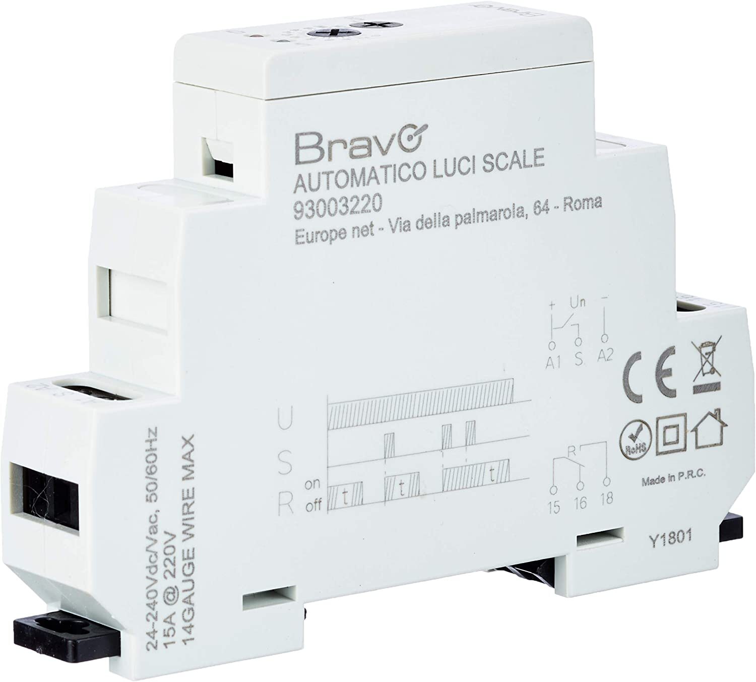 Interruttore Automatico Luci Scale Per Quadri Elettrici DIN BRAVO 93003220