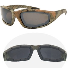 Camouflage Foam Padded Sunglasses Real Motorcycle Mossy Tree Oak Hunting Sports