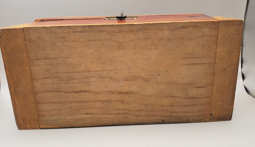 Vintage Kommode Holz Schwalbenschwanz Box Klappdeckel hat englische Jagdszene Pferd Hund - Bild 9 von 13
