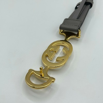 NEW Gucci Zumi Slim Gray Leather Belt with Gold Logo Buckle 550122 Size 70•28 Gucci Zumi Women main image 4