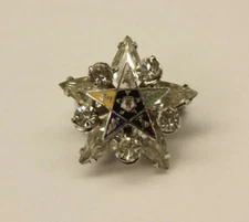 Order of the Eastern Star Freemason Pin / Brooch w/ Crystal Accents