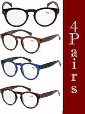 4 Pairs Round Over Size Reading Glasses for Women Men