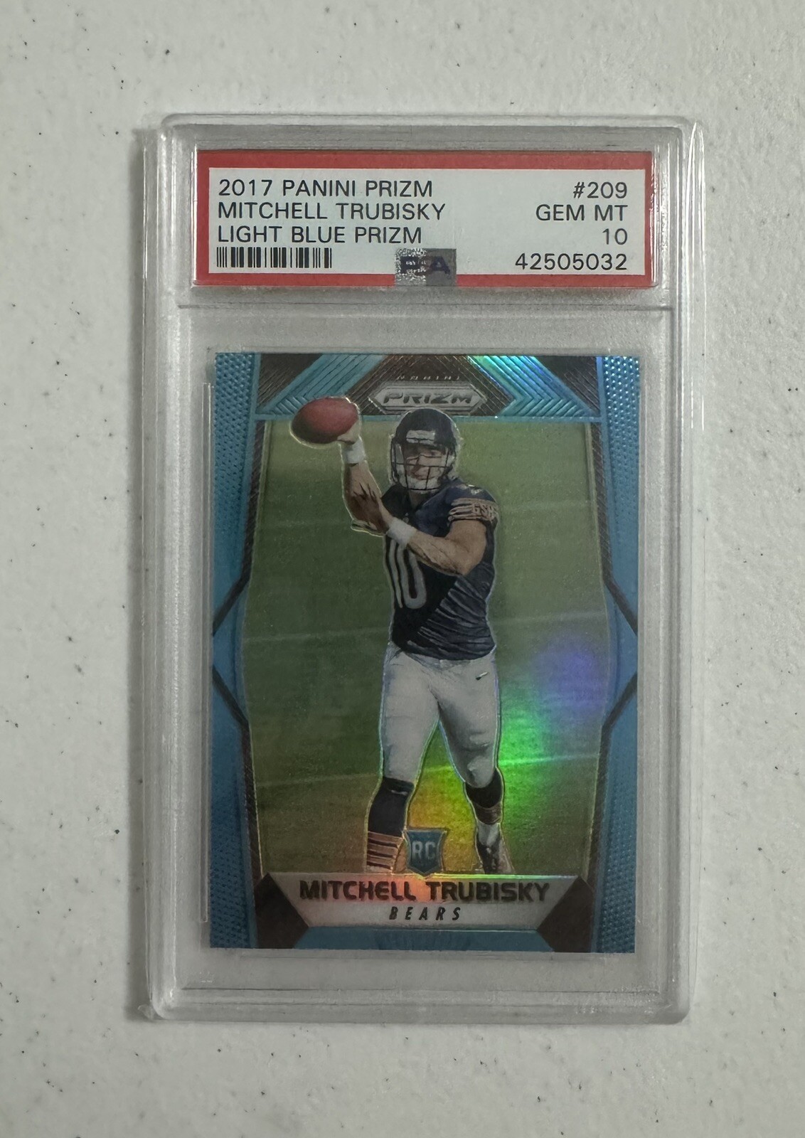Mitchell Trubisky 2017 Prizm Light Blue /199 Rookie PSA 10 Chicago Bears