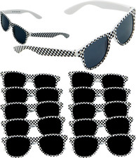 6 Race Car Checkered Sunglasses for Kids Bulk 6 Pack with UV400 Protection, R...