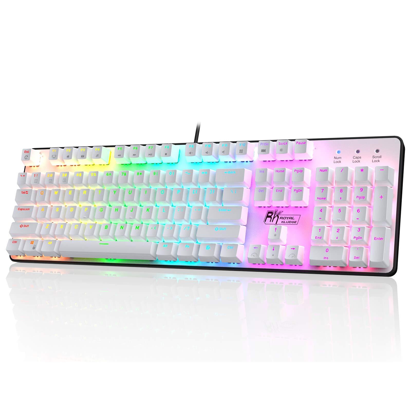 RK920 Full Size Mechanical Keyboard, Rainbow Backlit Gaming Keyboard, 104 Key...-image