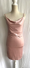 Forever 21 Pink Shimmer Metallic Cowl Neck Slip Dress Stretch Size S