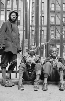 1943  Boys, Harlem, NYC, NY Vintage Old Photo 11'' x 17'' Reprint