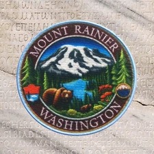 Mount Rainier  National Park Patch Iron-on Applique Nature Badge, Hiking, Travel