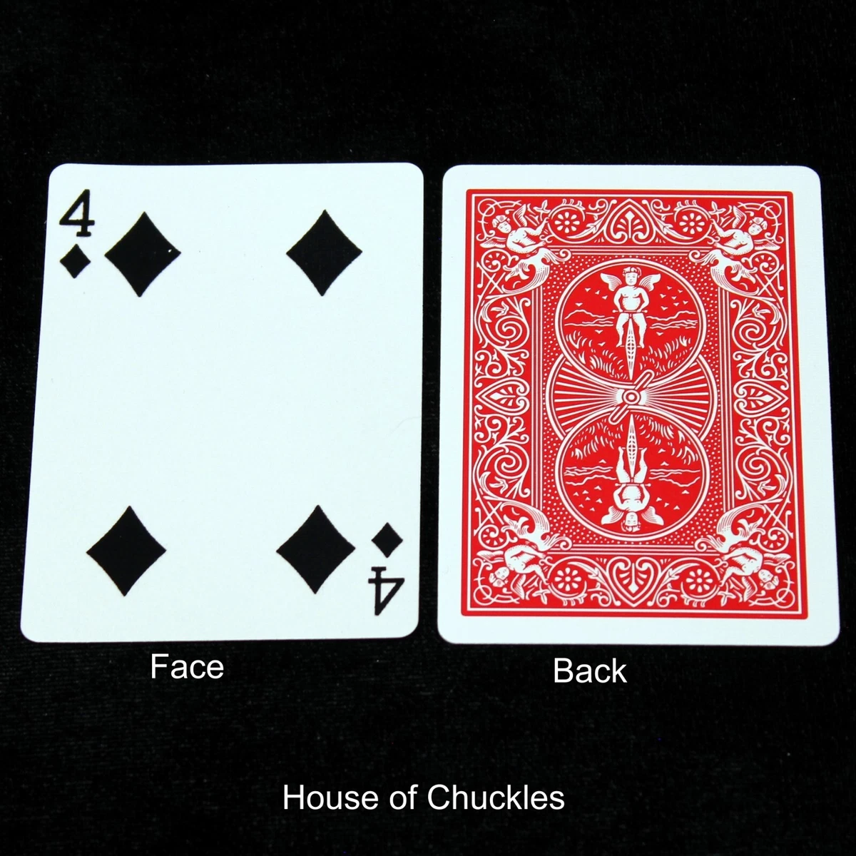 4 of Diamonds Reverse Color Red Bicycle Back Gaff Playing Card