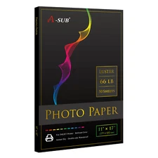 A-SUB Pro Luster Photo Paper 11X17 for Inkjet Printer 250g Semi Gloss 50 PK 66lb