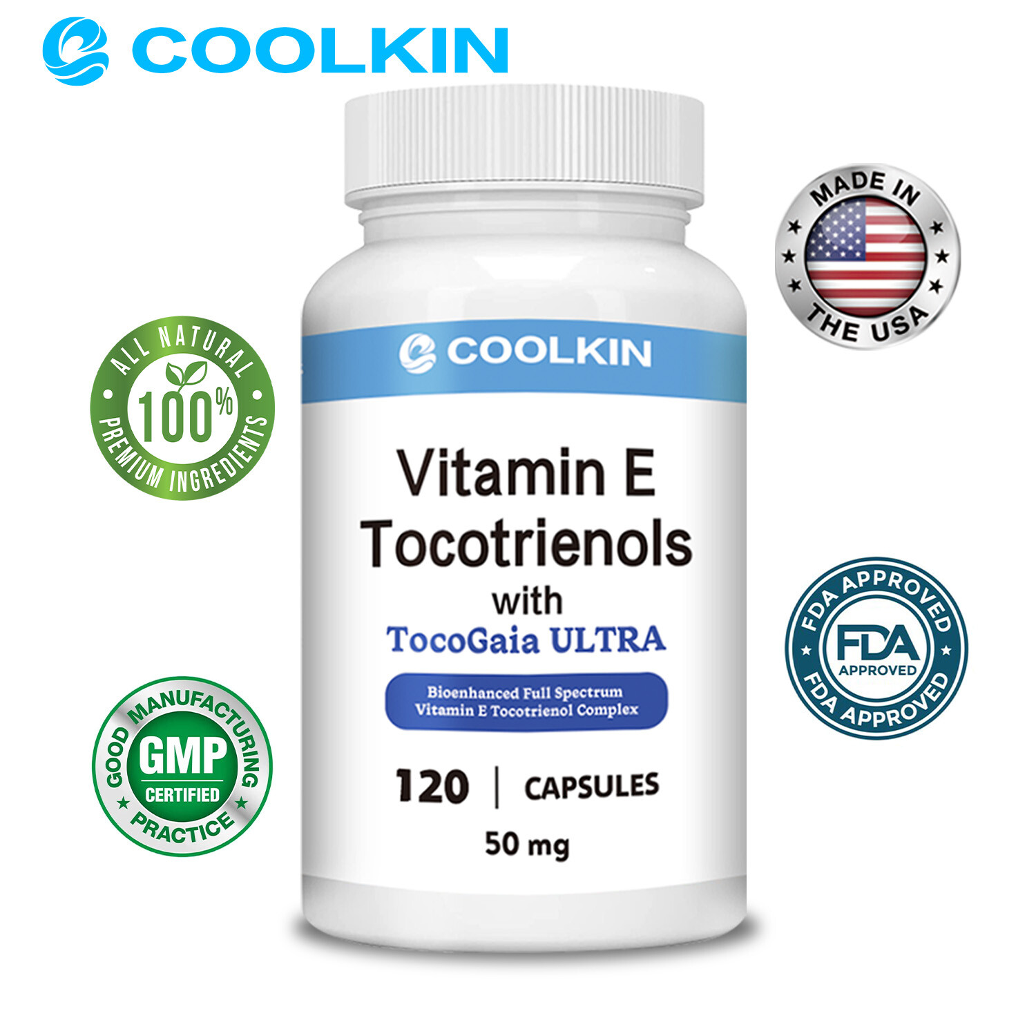 Vitamin E Tocotrienols - D-alpha Tocopherol, for Hair Skin Nail Face Eye Health