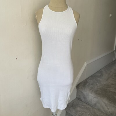 monrow rib racer tank dress MONROW Rib Racer Tank Dress in White