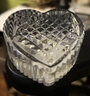 WATERFORD Crystal Heart Cut Glass Vintage Angled Signed 3" Paperweight NICE!
