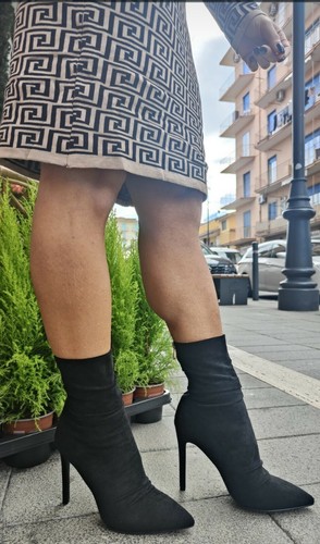Scarpe Donna Stivaletto a Calzino con Tacco alto a Spillo Stivali a Punta  Scamos | eBay
