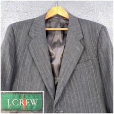 J CREW Vintage USA 42R Sport Coat Gray Striped Wool Blazer Jacket Suit 90s