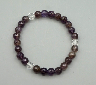 AMETHYST Armband mit Bergkristall facettiert ca. 18,5 cm  ca. 6,5 mm Perlen