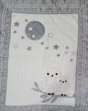 Lambs  Ivy Luna White Gray Celestial Owl 2 Piece Nursery Baby Crib Bedding