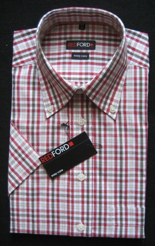 REDFORD Camisa Casual/Manga Corta/ Rot-Weiß-Grau / Talla 42 / Nuevo