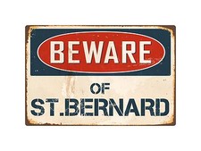 Beware Of St.Bernard 8" x 12" Vintage Aluminum Retro Metal Sign VS402