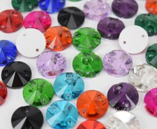 100 pcs 14 mm Glass Round Crystal Sew On Faceted Rhinestones Stone pk Color