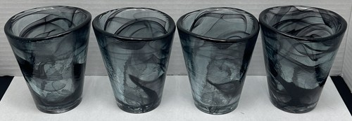 Kosta Boda Mine Black Swirl Glass Tumbler Ulrica Hydman Vallien UHV Sweden - Picture 8 of 16
