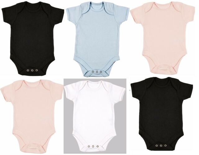 Set of 3 Plain Babies Baby Grow Gown Body Suit Sleep Vest Romper 0-24 Months