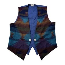 Vintage PK Designs Aztec Southwestern Vest Women Medium Multicolor 90s USA Made