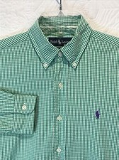 RALPH LAUREN Button Down Shirt Mens S GREEN  White Gingham