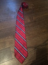 Brooks Brothers Red Ribbed w Light Blue & Navy Stripe English Silk Tie USA Made