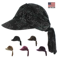 Floral Embroidered Velvet Hat Scarf Chemo Head Cap Cancer Patient Womens Winter