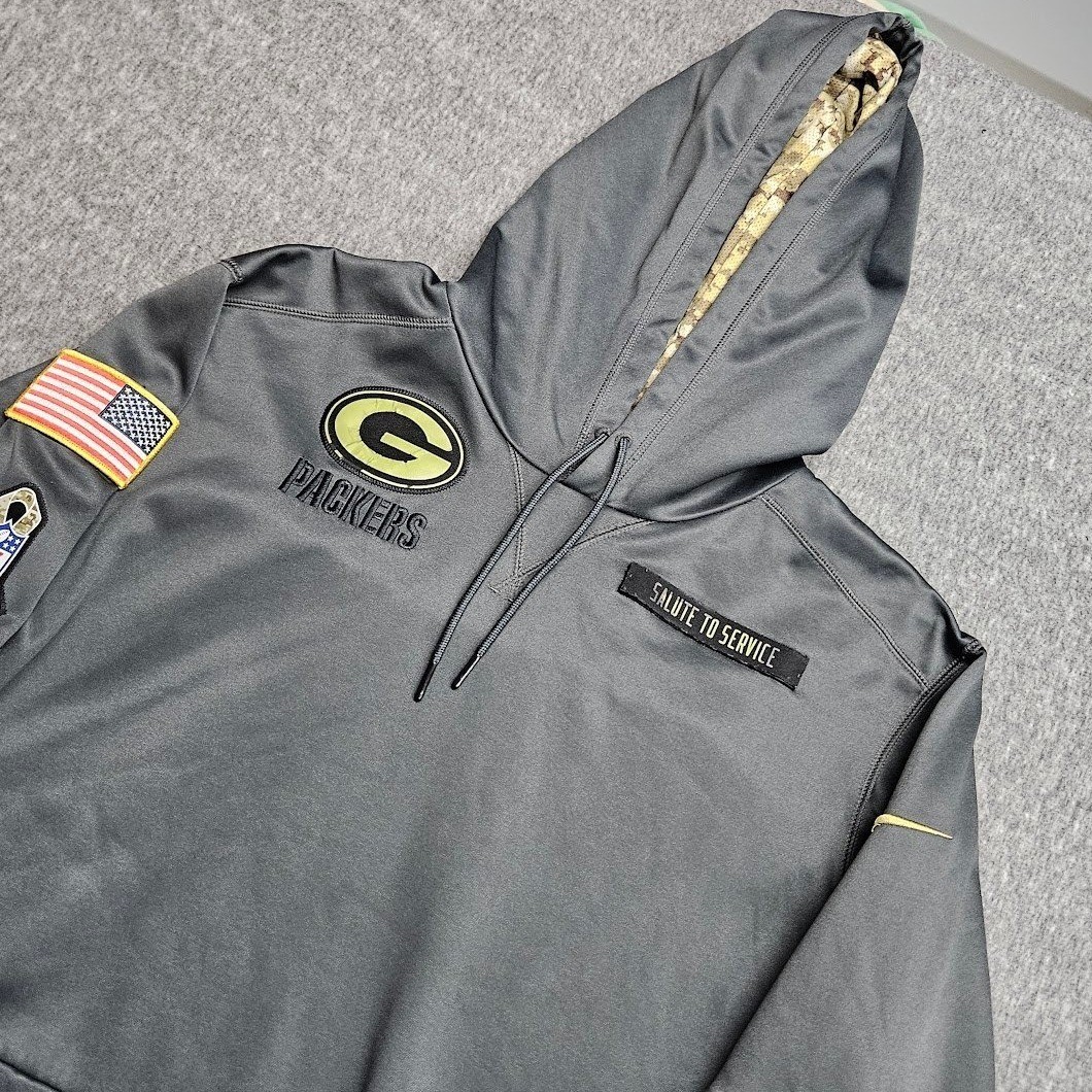 Nike Hoodie Mens Large Gray Green Bay Packers Salute to Service 805392-060