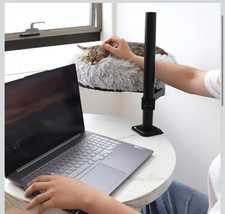 16'' Desk Cat Bed for Clamping Table Tops Up to 8cm Thick, 40cm Height Increase