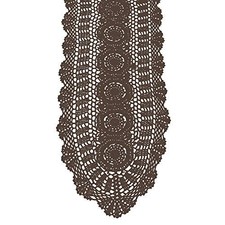 Cotton Handmade Crochet Lace Oval Table Runner 12x36 Inch 12"x36" Coffee