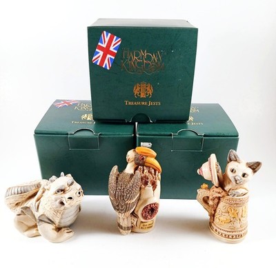 Harmony Kingdom ''Treasure Jest'' Collection Set of 3 Dragon/Bird/Cat w/orig. boxe